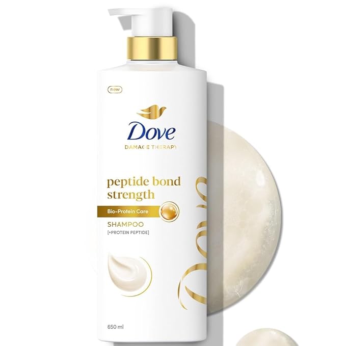 Dove Peptide Bond Strength Shampoo for Dry & Damaged Hair - 650 ml | Enriched with PROTEIN PEPTIDES | Reconstructs broken Bonds for 20X Stronger Hair