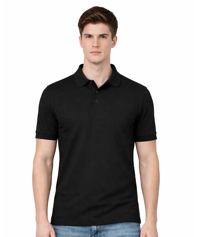 AWG ALL WEATHER GEAR Men’s Cotton Blend Polo T-Shirt | Plain Regular Fit | Soft Breathable Fabric | Casual & Formal Wear | Half Sleeve | Collared T-Shirt | Mens Tshirts | Tees for Man