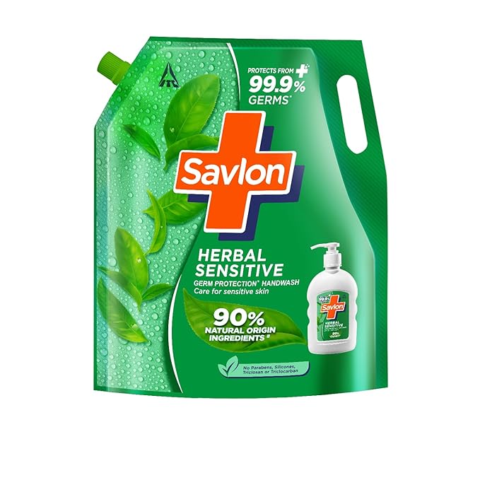 Savlon Herbal Sensitive Germ Protection Liquid Handwash Refill Pouch, 1.3L ph Balanced