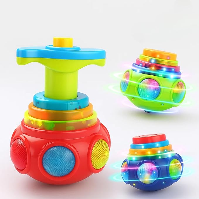 GRAPHENE Spinning Top Gyro Magic Lattoo Toy Flashing Plastic Magic Spinner with LED Lights Music Attractive Toy Non-Toxic Safe Fidget Spinning Top Laser Toys for Kids 2-5 Years Beyblade