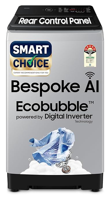 Samsung Smart Choice 10 Kg, 5 Star, AI Wash, AI Energy Mode, Wi-Fi, Ecobubble, AI VRT+, Soft Closing Door, Digital Inverter, Fully-Automatic Top Load Washing Machine (WA80F10E2LTL, Lavender Gray)