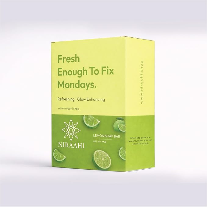 NIRAAHI Lemon Bathing Soap Bar 100g | Refreshing Citrus Soap | Gentle Daily Soap for Men & Women