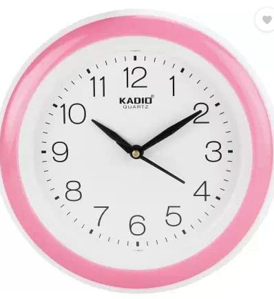 Kadio Analog 20 cm X 20 cm Wall Clock (Pink with Glass, Standard)