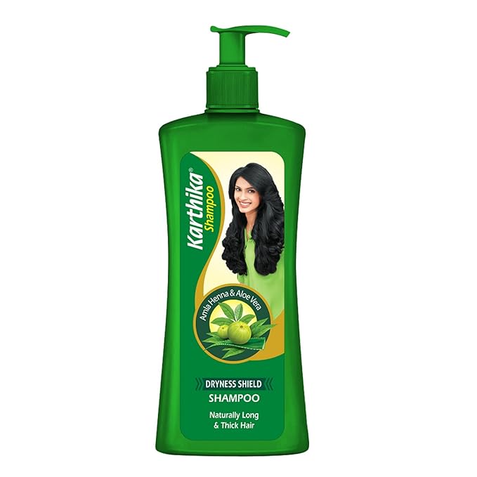 Karthika Dryness Shield Shampoo with Amla, Henna & Aloe Vera for Naturally Long & Thick Hair, 650ml