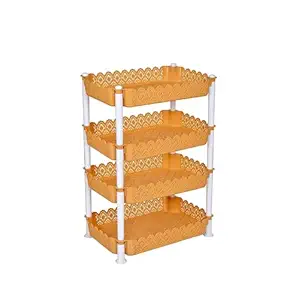ARISTO Plastic Tabletop Tiered Shelf Storage Rack 4 Shelfs, Brown (1 Piece), Medium (VR10931)