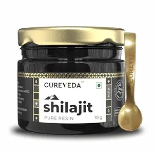 Cureveda Himalayan Shilajit For Men - Resin | 98% Fulvic Acid For Energy, Endurance & Vitality | 100% Ayurvedic (10 gm)