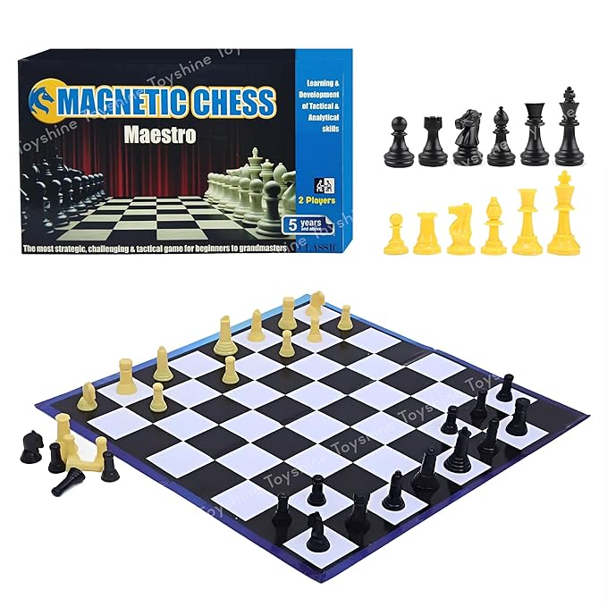 Toyshine 36cm Magnetic Chess Set with Folding Board and Pieces | Strategic, Challenging & Tactical Game for Beginner Kids 5 +
