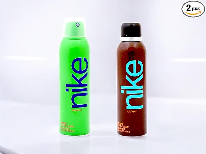 Nike Eau De Toilette Deodorant for Men - Combo pack of 2, Deos for Boys and Men, Sporty and Regular use deos (200ml*2) (Brown + Green)