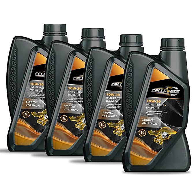 Cellforce 10W30 Synthetic Engine Oil for Bikes & Scooters, 1L, BS VI, JASO MA2, 4T (Pack 4)
