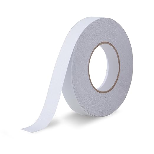 Robustt Anti Skid/AntiSlip Tape 5 Meter 25MM (Pack of 2) Fall Resistant with PET Material and Solvent Acrylic Adhesive Tape for Slippery Floors, Staircase, Ramps, Indoor, Outdoor Use - White