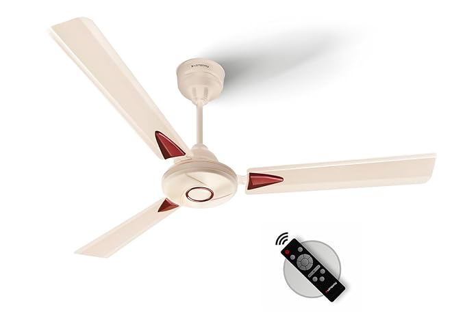 LONGWAY Aero 1200 mm BLDC Ceiling Fan with Remote Control | BEE 5 Star Rated Energy Efficient | Ultra High Speed 3 Blade Anti-Dust Decorative Ceiling Fan (1, Ivory)