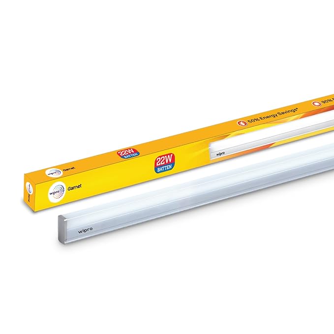 Wipro Garnet 22W LED Batten for Living Room & Bedroom | 4 Ft | Neutral White (4000K) with 2100 lumen| Bright & Energy Efficient Tubelight for Home, Office, Showroom & Parking lot | Pack of 1