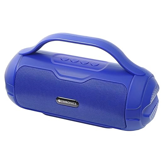 ZEBRONICS Sound Feast 40 Portable Bluetooth Multimedia Speaker, 8 Watts, Dual 5.2cm Drivers, Passive Radiator, Upto 10 Hours Playback, BTv5.3 | USB | mSD |TWS, Call Function, Deep Bass (Blue)