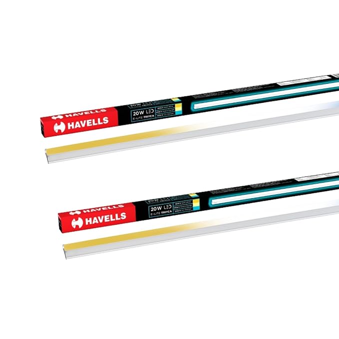 Havells 20W 3 in 1 LED Batten Tubelight|Energy Efficient|Three Color Temperatures(Warm White,Neutral White,Cool White)|Upto 4KV Surge Protection|Made in India |(Triyca)| Pack of 2