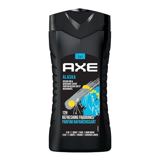 AXE Alaska 3 In 1 Body, Face & Hair Wash for Men, Long-Lasting Refreshing Ocean Air & Bergamot Fragrance Natural Origin Ingredients,Removes Odor & Bacteria, No Parabens, Dermatologically Tested, 250ml