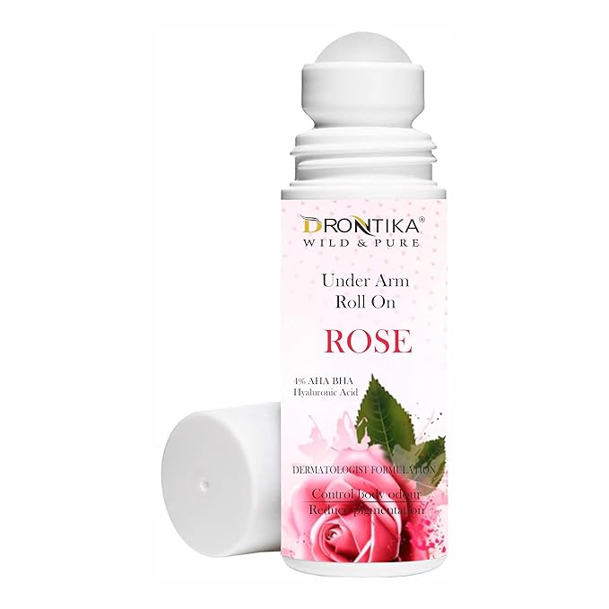 Drontika Wild & Pure Damask Rose Anti-Perspirant Deodorant Roll-On | 48-Hour Active Sweat Protection | Alcohol-Free | Unisex | 50ml