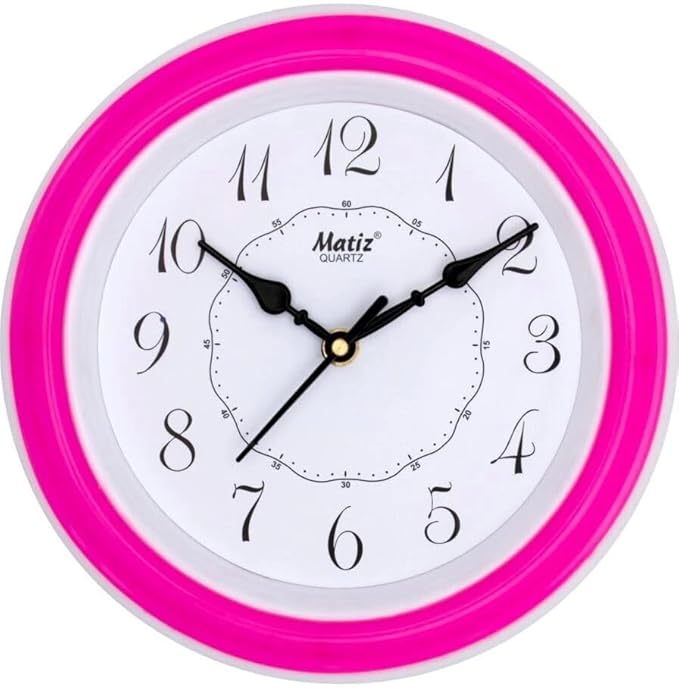 Matiz Analog 30 cm X 30 cm Wall Clock | Brown | with Glass | Standard| 107 Pink