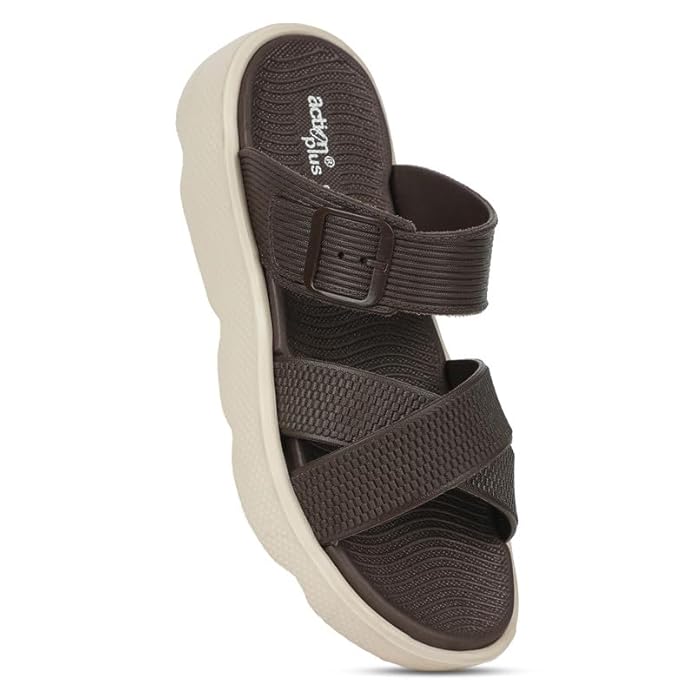 ACTION Women’s Comfortable Casual Sandals | Stylish Cross Strap Design | Lightweight & Durable | Flats for Women & Girls