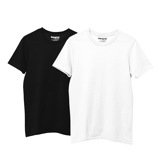 Hangout Hub HH85 Tshirt for Boy's | Regular Fit | Super Combed Cotton Kids T-Shirt | Solid Plain Tees | Round Neck T Shirt | Half Sleeves |Pack of 2 |3 | 4 | 5 | 6