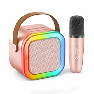 Mini Bluetooth Karaoke Machine – Portable Speaker with Microphone & LED Lights, Kids and Baby Music Singing Toy for Boys & Girls