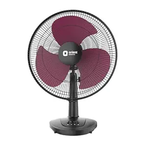 Orient Electric 400 mm Table 77 | High Speed Table Fan for Home|100% Copper Motor with Thermal Overload Protection | 90 Degree Oscillation | 3 Speed Control | Military Grade Guard | Black & Red