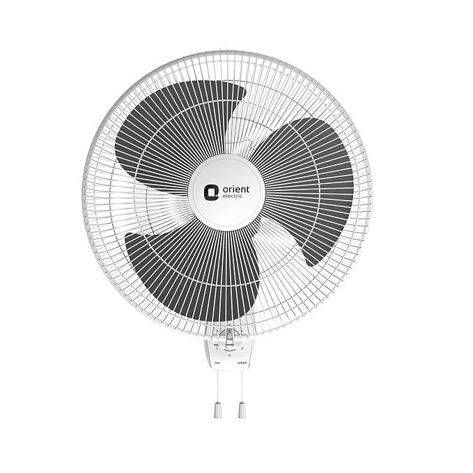 Orient Electric Wall 97 | High Speed Wall Fan for Home | 100% Copper Motor | 90 Degree Oscillation with Tilt Mechanism | 3 Speed Pull Cord | Thermal Overload Protection | Military Grade Guard | Grey
