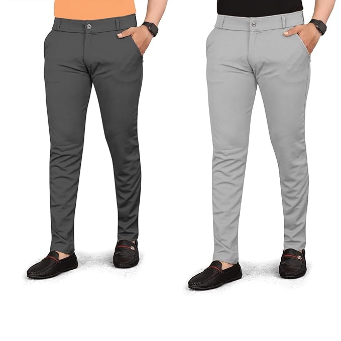 Men's Lycrablend Soild Slim Fit Casual Trouser Pant
