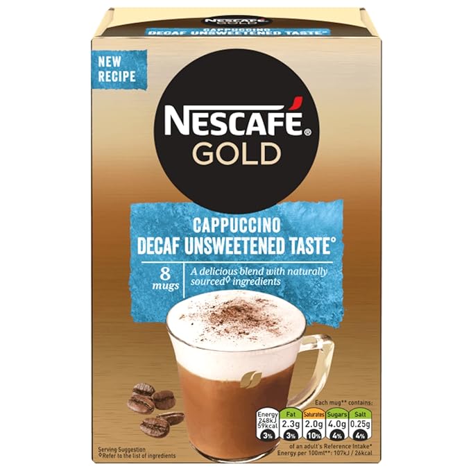 Nescafe Gold Decaf Cappuccino Unsweetened Coffee, 120 g