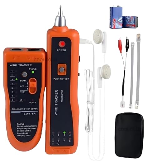 COOLCOLD LAN Cable Tester with Wire Tracker | RJ45 RJ11 Network Cable Tester & Line Finder | Ethernet LAN Cat5 Cat6 Cable Tracker for Telephone Phone Line Testing | Tone Probe Kit with 2×9V Batteries