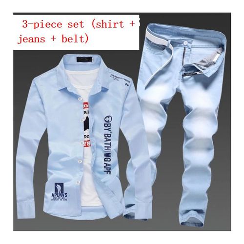 3 Pices Of Shirt+Jean+Belt jacket