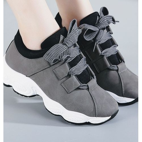 Classic Ladies In Grey Sneakers.