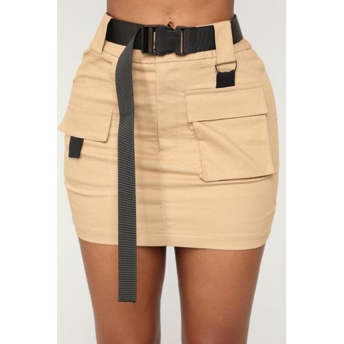 Ladies Hipster Brown Cargo Combat Skirt