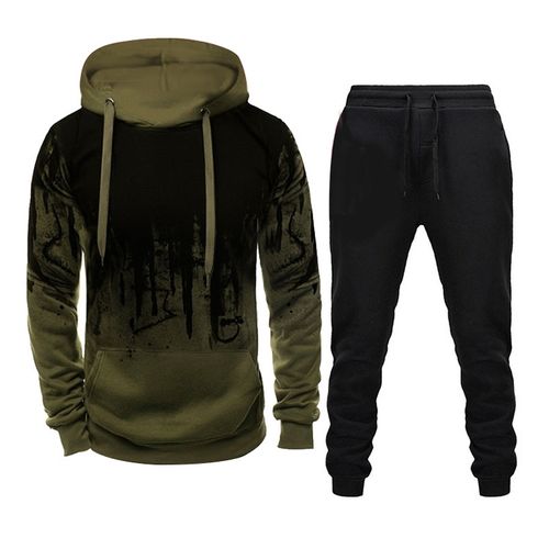 Men Loose Print Hoodie Sport