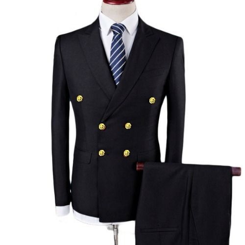 Smart Black Double Breasted Suit