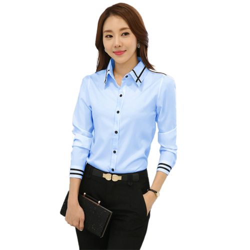 Turn Down Collar Long Sleeve Blouse