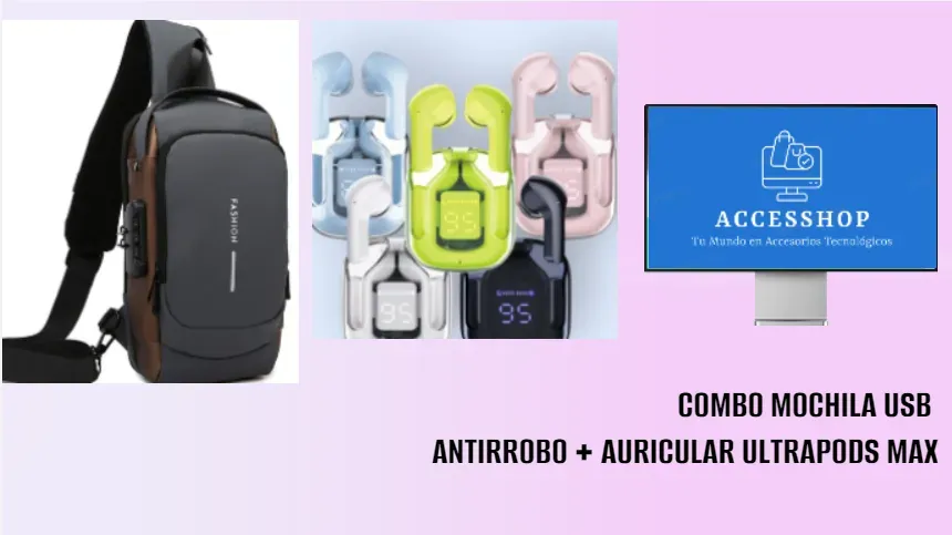 COMBO MOCHILA USB + AURICULAR ULTRAPODS MAX
