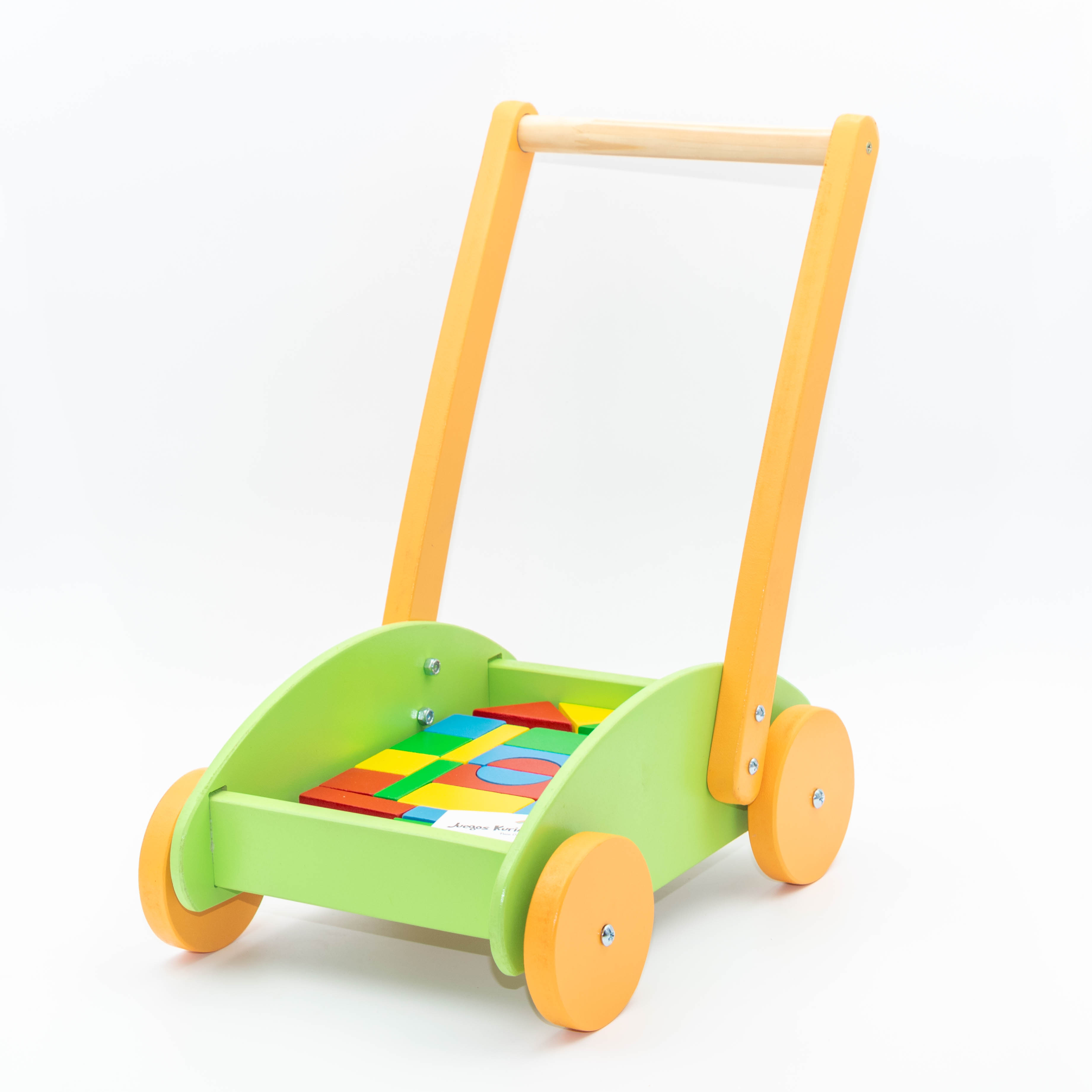 CARRO CAMINADOR DE MADERA CON BLOQUES CHICOS