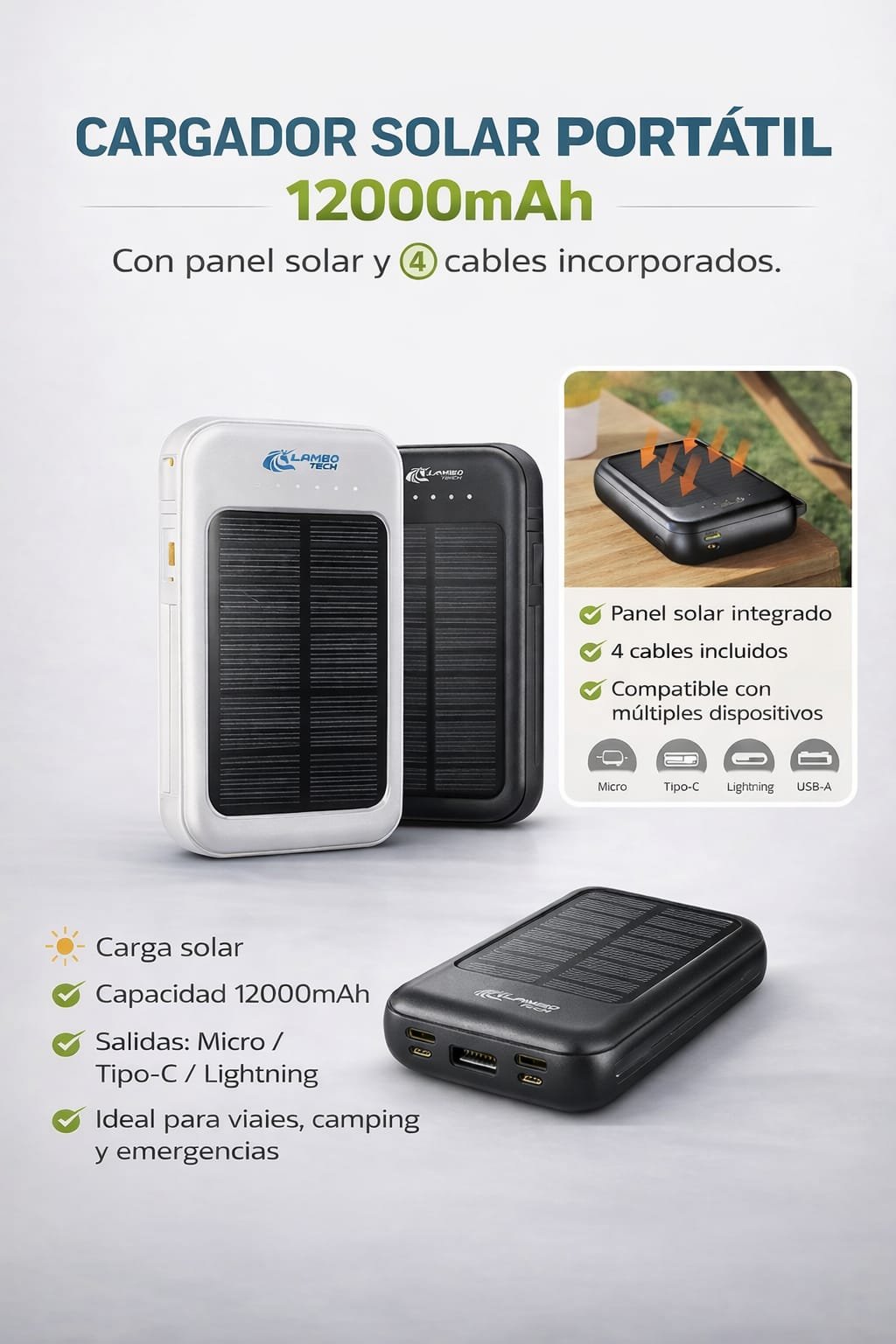 CARGADOR SOLAR 12000 MHA