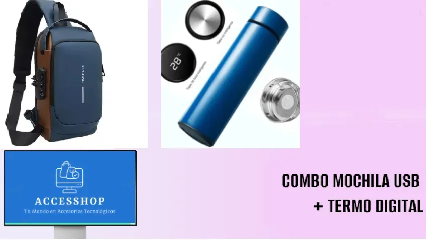 COMBO MOCHILA USB + TERMO DIGITAL