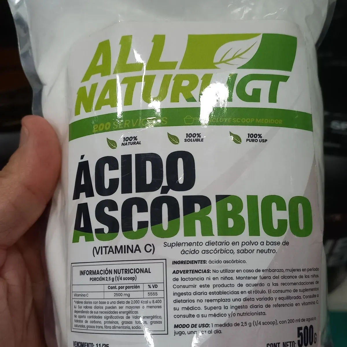 Vitamina C 500grs Pura grado farm 
