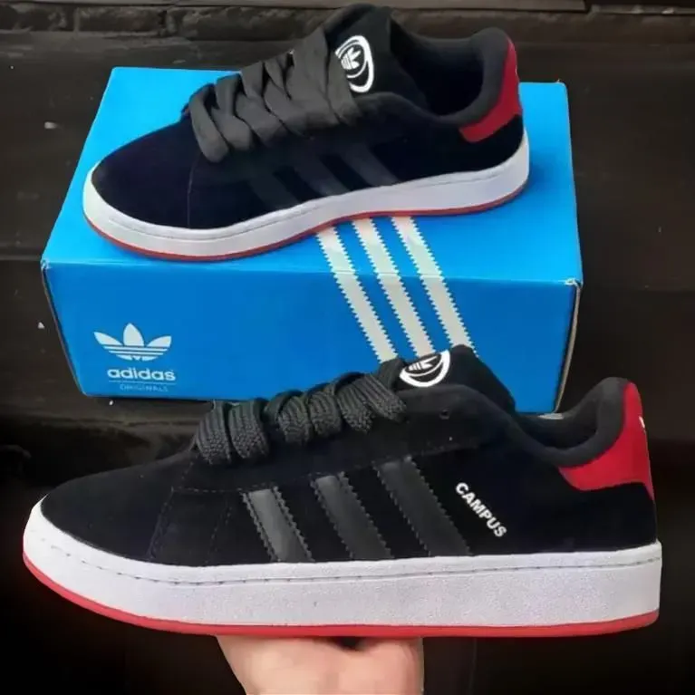 ZAPATILLA ADIDAS CAMPUS NEGRAS CON ROJO