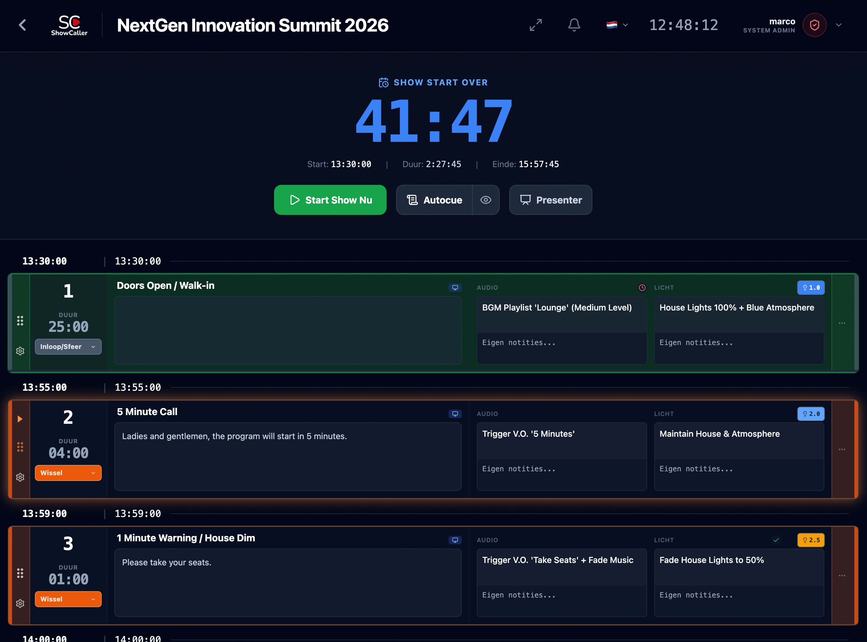 De Demo Show gebruiken