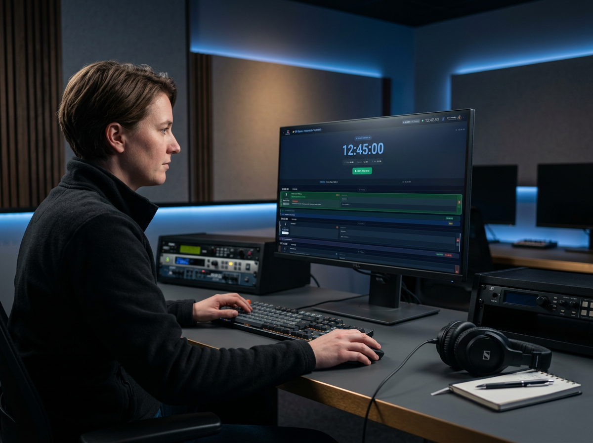 Regisseur werkt in de ShowCaller rundown editor