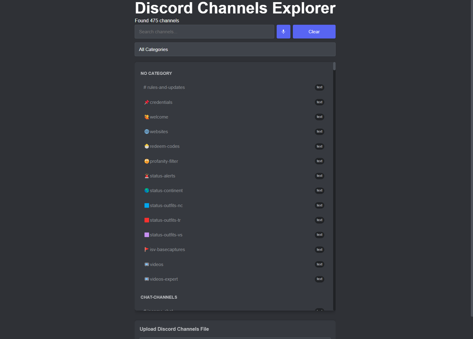 DiscordChannelsExplorer