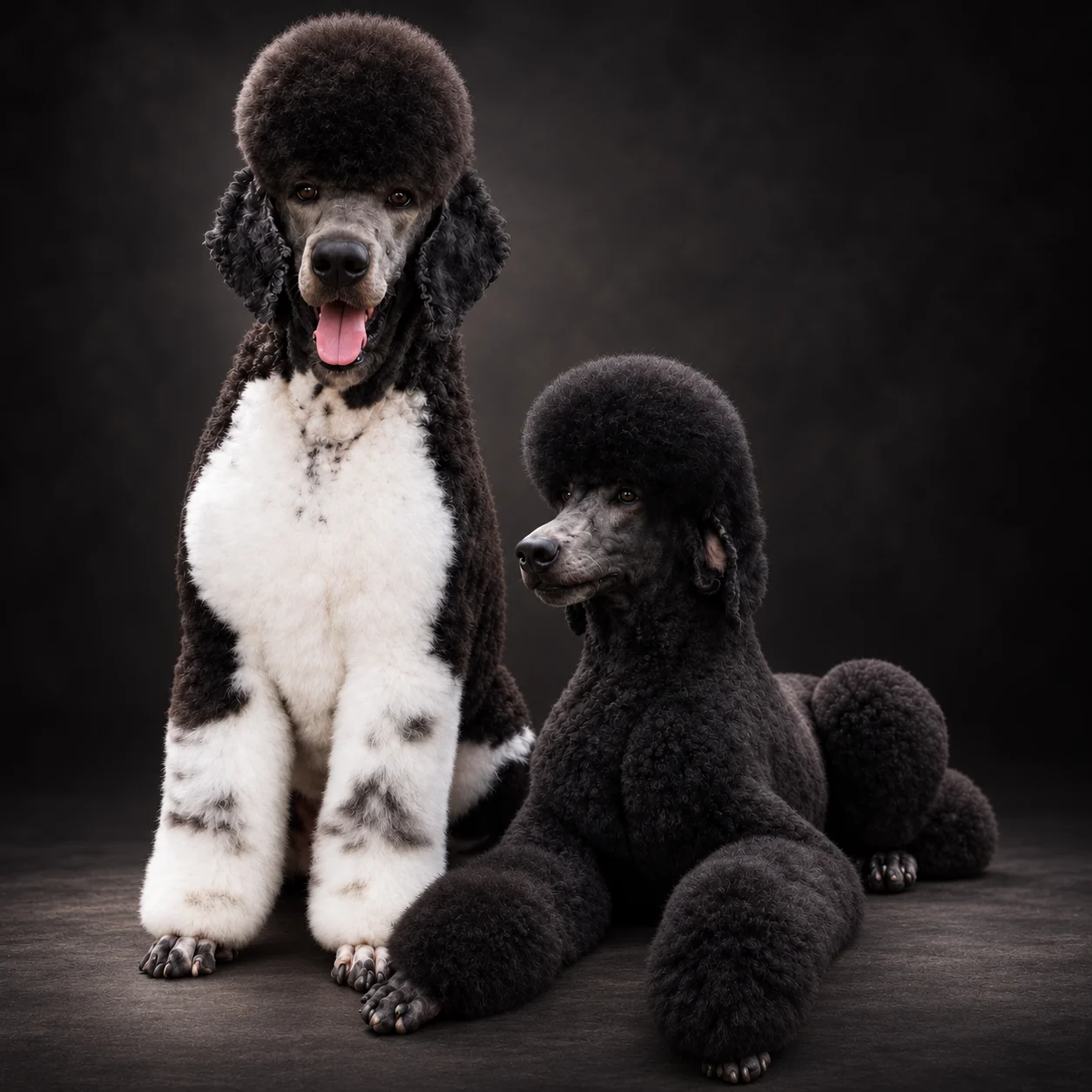 Poodles Gigantes preto e branco