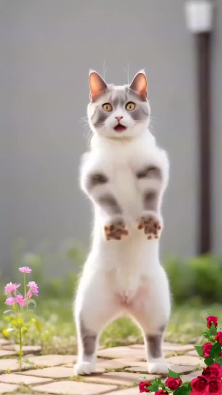 Cat funny dance video