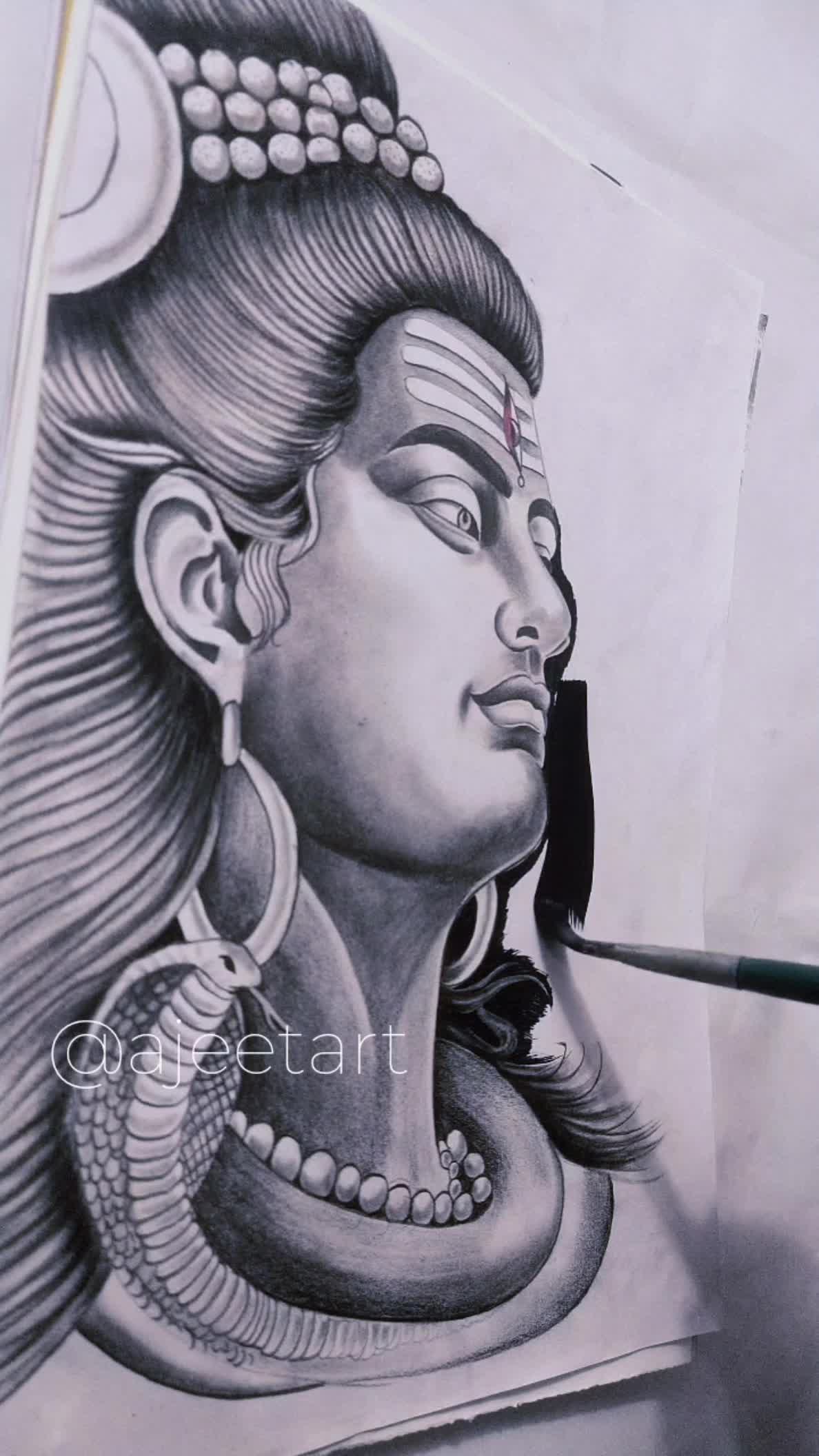 Mahadev ji face drawing 🎨 #drawing #art #artist #painting