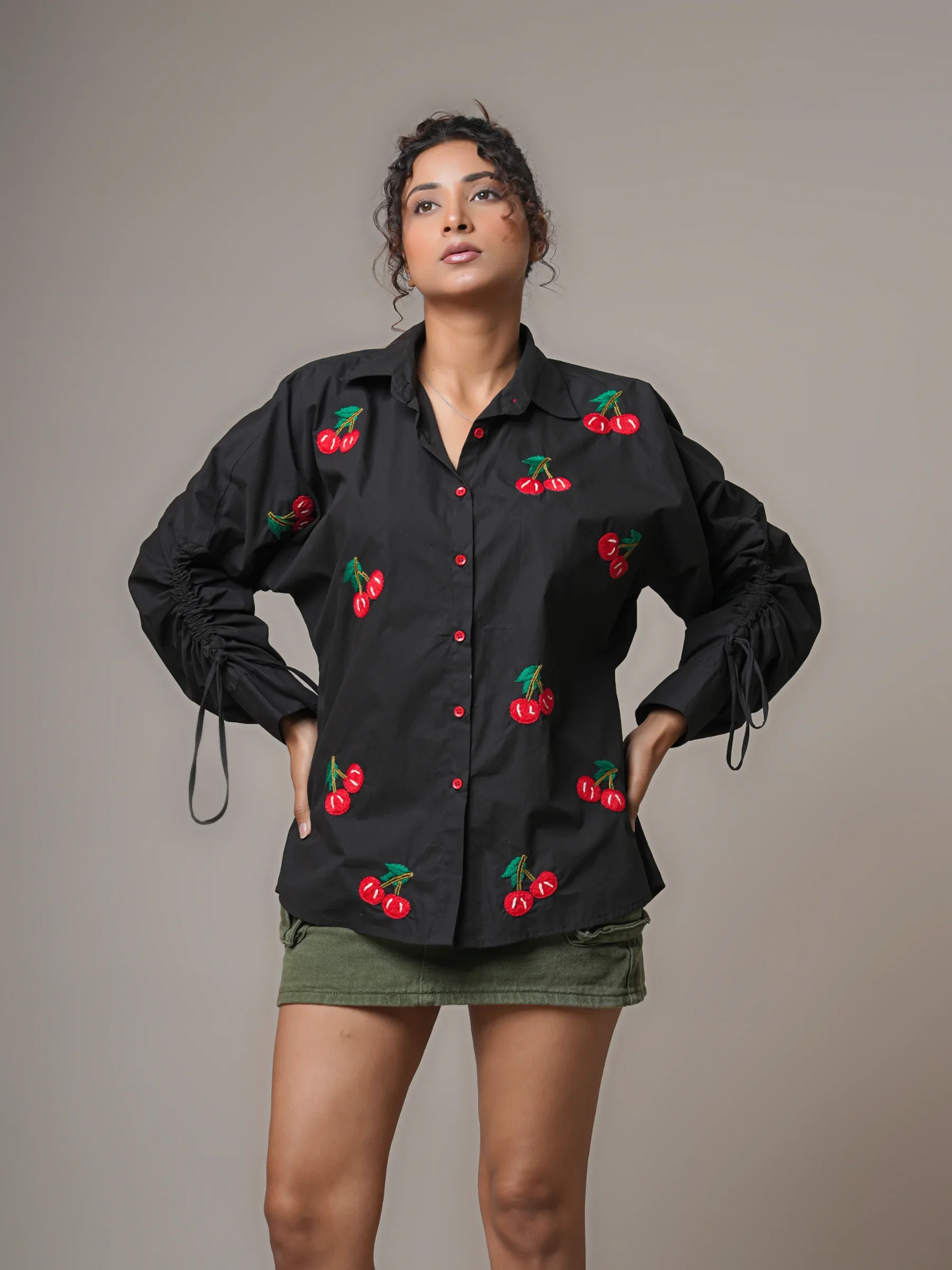 Cherry Embroidered Shirt