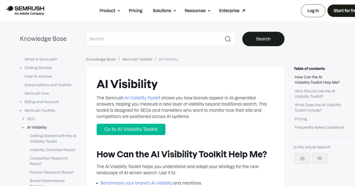 Semrush AI Visibility Toolkit