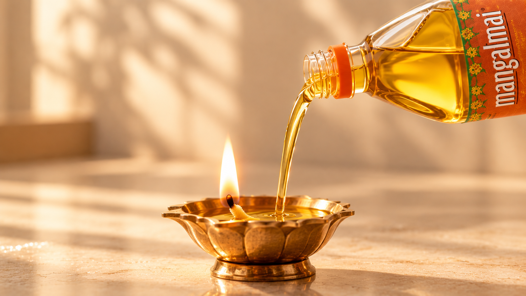 Mangalmai Pooja Oil for lighting diyas during daily prayers and Indian rituals